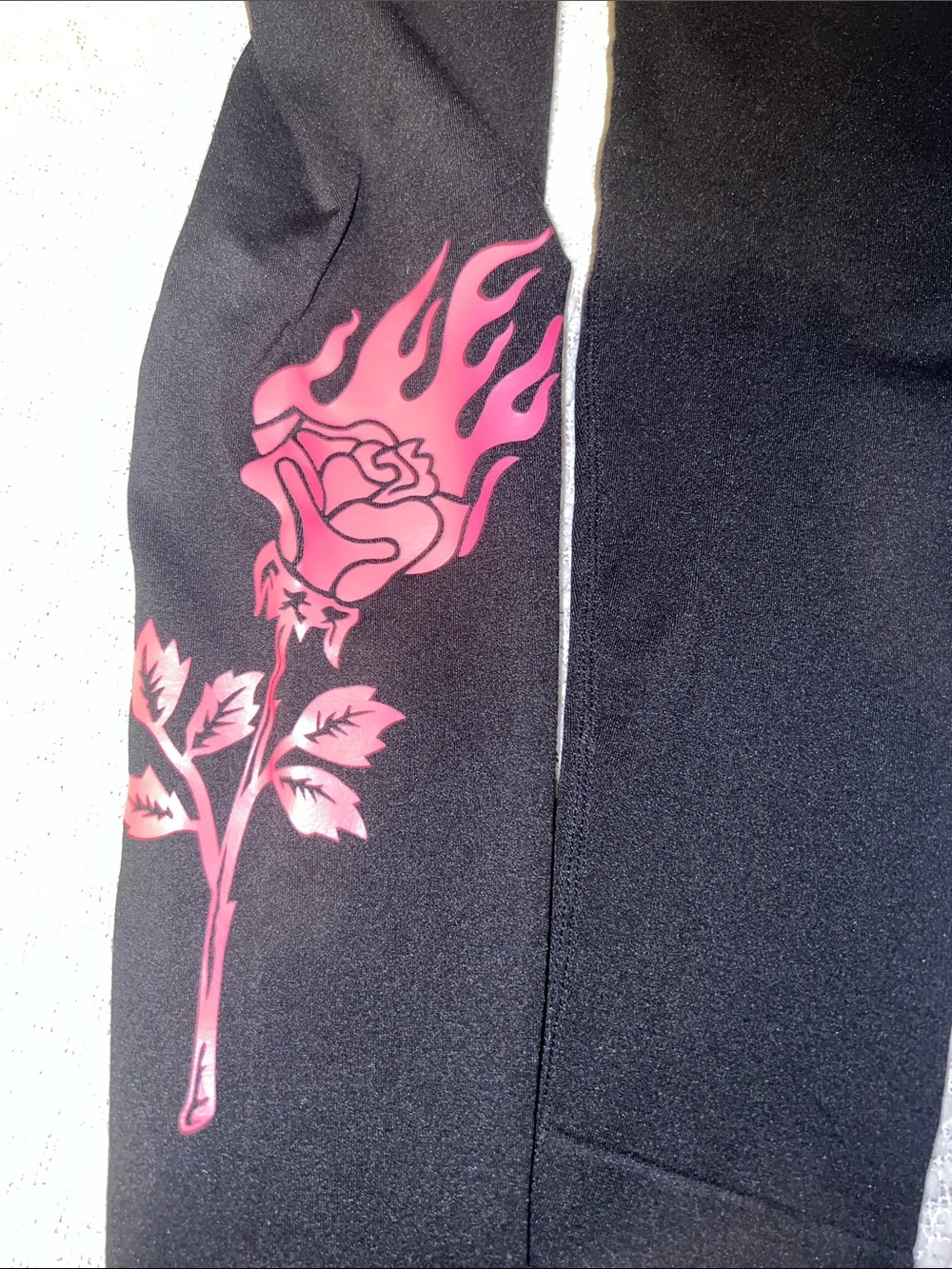 Civil Regime Black High-Rise Leggings with Pink Flame Rose Graphic - Picture 5 of 6
